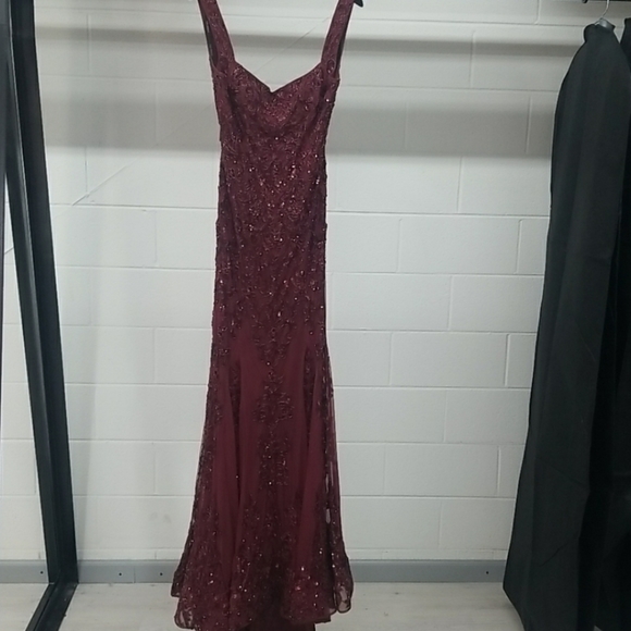 Sherri hill ruby red burgundy wine mermaid pageant prom dress - Picture 8 of 14